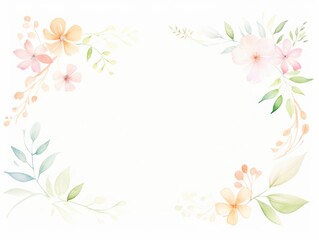 Fototapeta premium Elegant watercolor floral frame, perfect for invitations, greeting cards, or art projects with soft pastel colors.