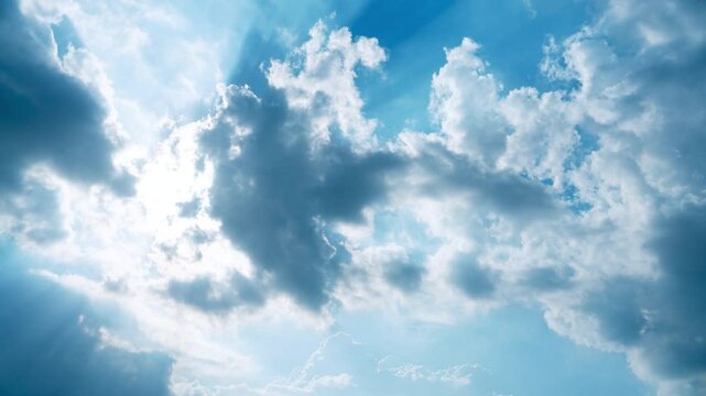 sunlight shining through soft clouds. timelapse