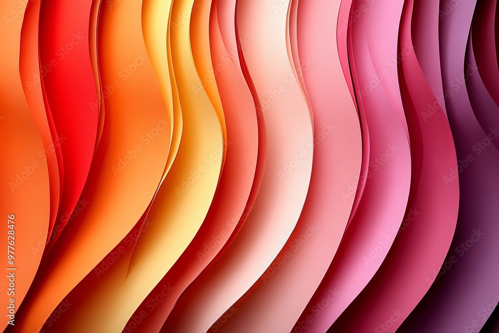Poster bold flowing abstract waves in red and orange tones with dynamic texture and vibrant gradient shades
