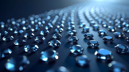 Fototapeta premium Diamond Pattern: Close-Up of Sparkling Crystals in a Row on a Dark Surface