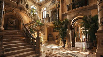 Obraz premium Grand Staircase in a Luxurious Mansion