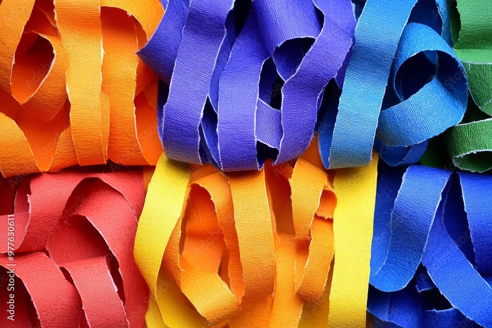 Aufkleber vibrant interwoven multicolored strips forming a dynamic pattern with flowing textures and bold cont