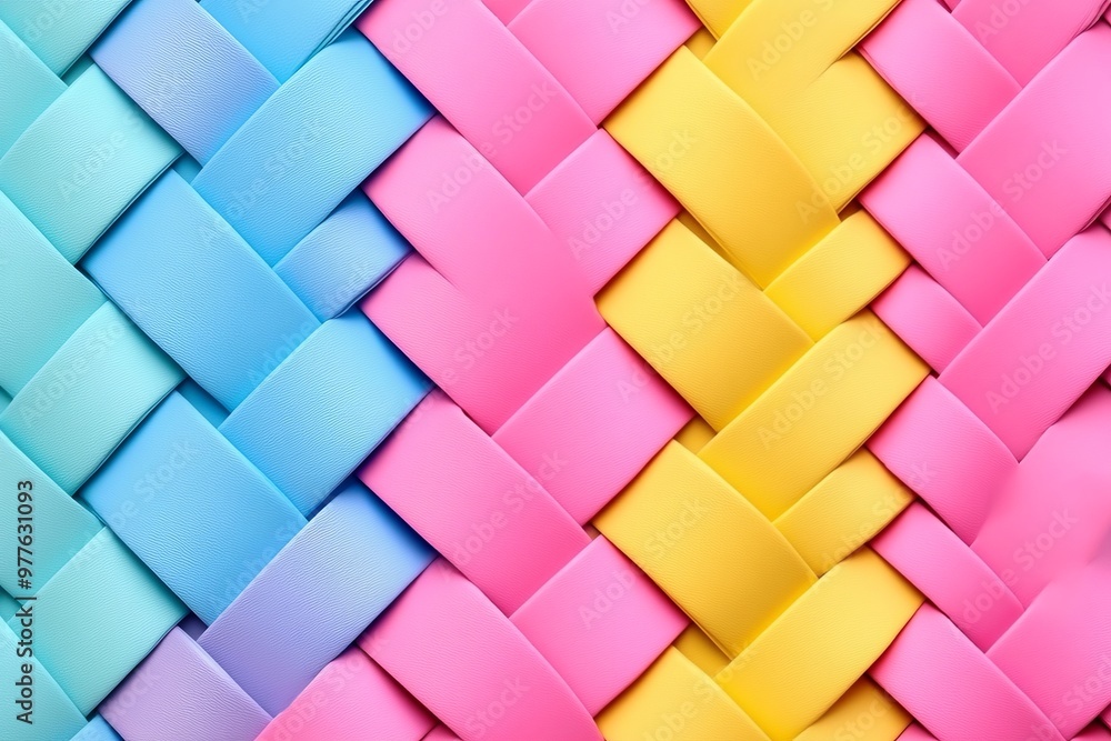 Aufkleber woven pastel colored ribbons in a grid structure creating a soft and smooth texture with blue pink a