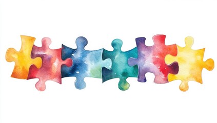 Colorful puzzle pieces coming together, symbolizing the integration of diverse skills and experience Generative AI