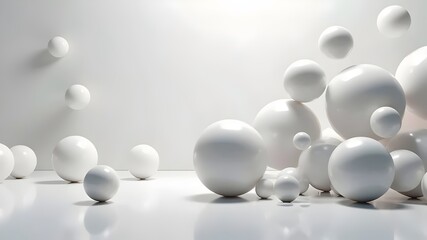 Abstract Sphere Composition: White Spheres on a White Background