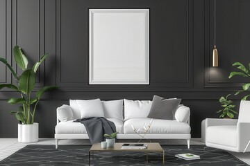 The room is decorated with a potted plant and a hanging plant, generative ai image