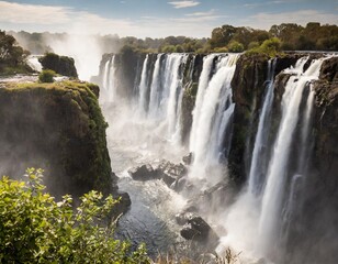Fototapeta premium Victoria Falls in Full Flow, Showcasing the Power and Majesty of Nature