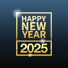 Shiny golden Vector luxury text 2025 Happy new year.