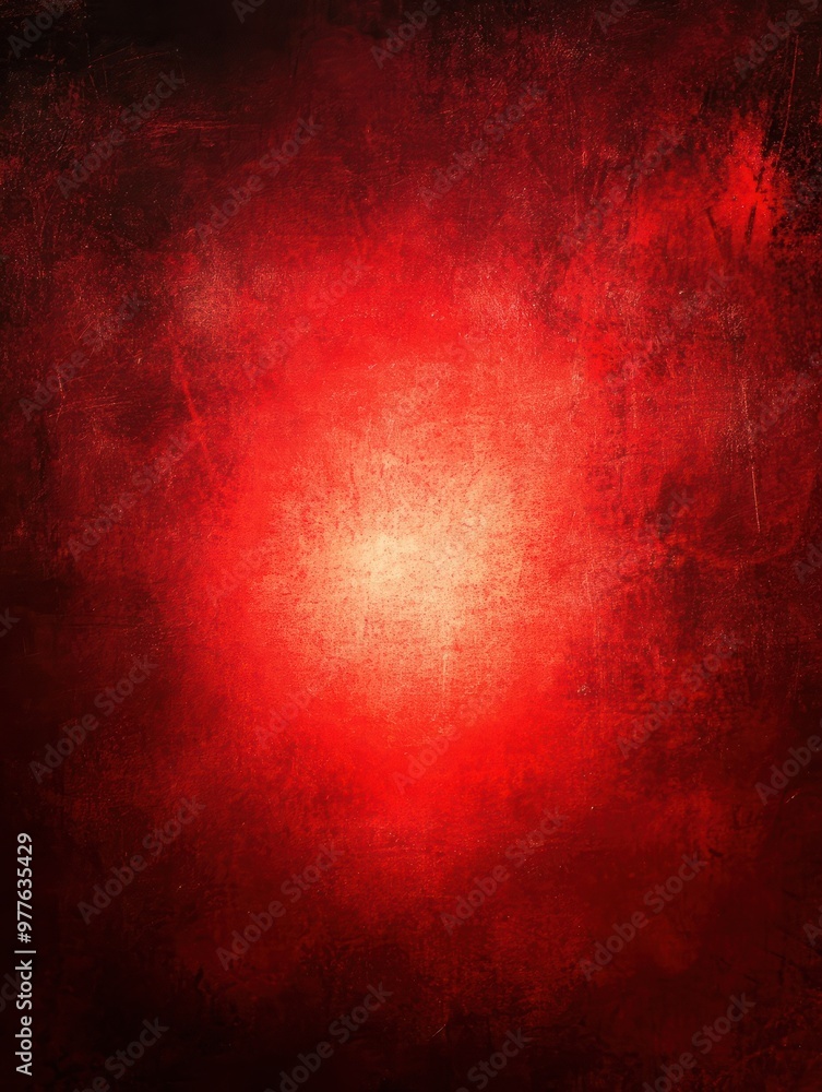 Poster abstract red background or christmas background with bright center spotlight and black vignette bord
