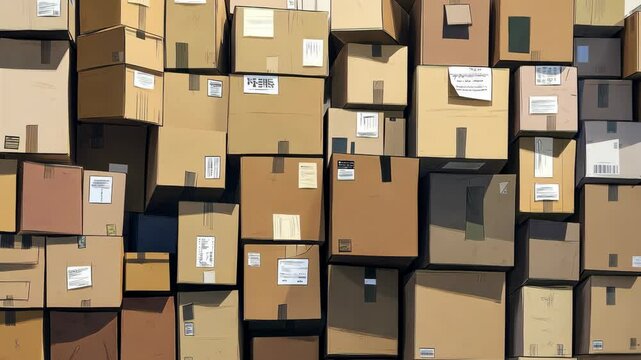 Exploring a vast collection of brown cardboard boxes stacked in a storage facility during daytime