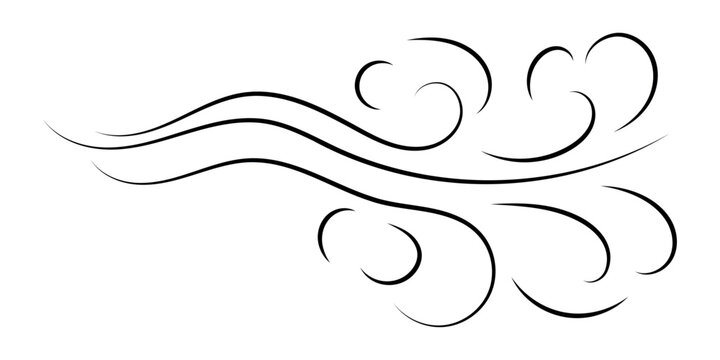 Wind lines. Air flow, swirling elements, smoke flow, frost breath. Magic spell. Doodle illustration