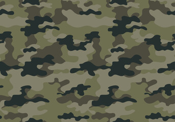 Fototapeta premium Camouflage army pattern vector seamless khaki background, military design for textiles