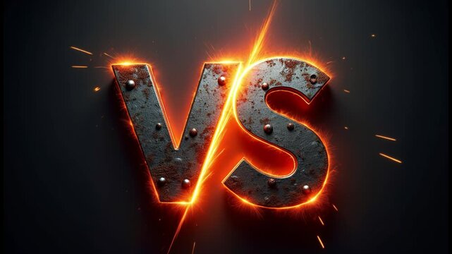 A versus battle background featuring metal rusty VS letters with sparks, suitable for esports, protests, or competitive events