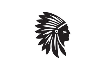  Indian chief head, African cheif clip art vector silhouette illustration isolated in white background