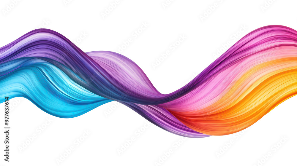 Poster vibrant flowing wave pattern with smooth transitions between blue, purple, and orange colors. the dy