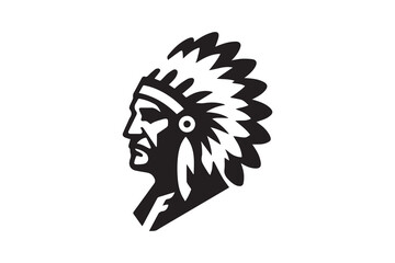  Indian chief head, African cheif clip art vector silhouette illustration isolated in white background