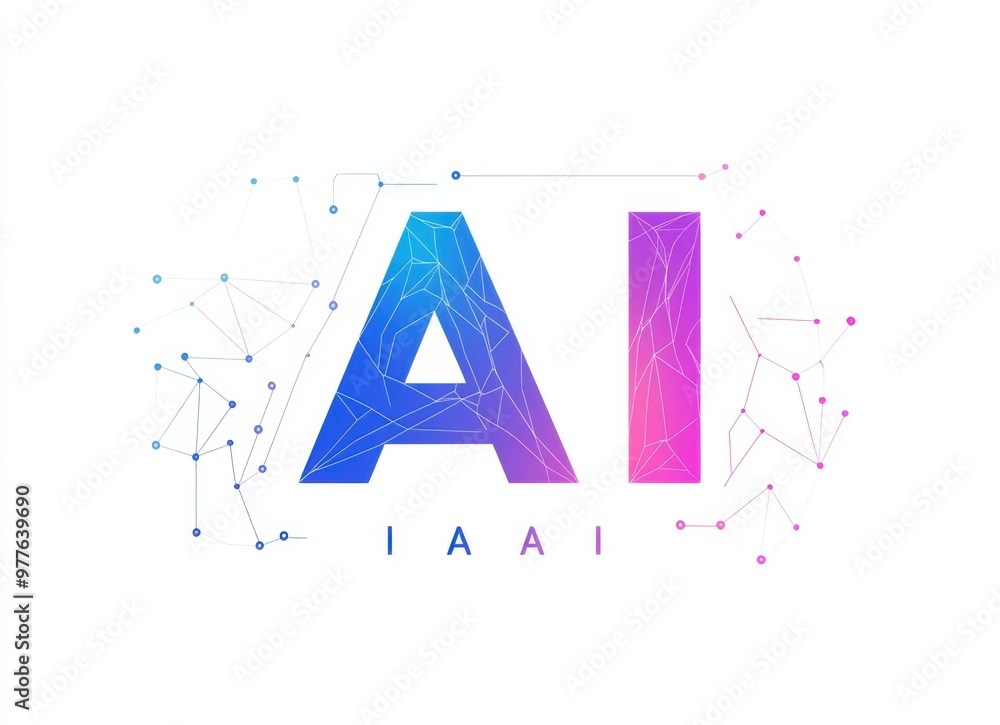 Poster abstract ai illustration with futuristic design elements and vibrant colors showcasing artificial in