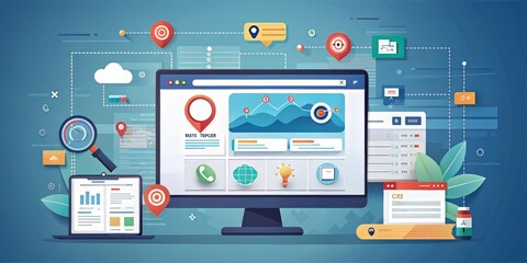 A digital screen displaying a search engine results page with sponsored listings and ads, prioritizing relevance and context for targeted online marketing efforts.