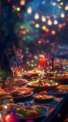 A dynamic wide-angle perspective on a culinary celebration.