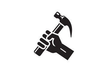 Isolated common hammer flat vector icon. Hammer vector silhouette icon