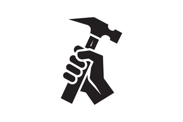 Isolated common hammer flat vector icon. Hammer vector silhouette icon