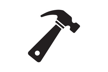 Isolated common hammer flat vector icon. Hammer vector silhouette icon