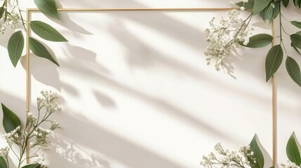 A modern wedding frame design combining geometric lines and subtle botanical touches, offering a contemporary and stylish template for wedding invitations.