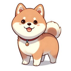 Fototapeta premium 흰 배경, 시바이누, 애니메이션 아트 (White background, Shiba Inu, animation art)