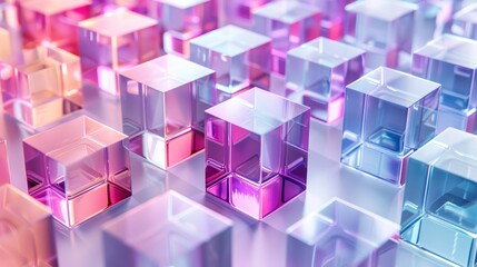 Obraz premium A modern and minimalistic background with geometric shapes in pastel purple, pink, and blue colors. 