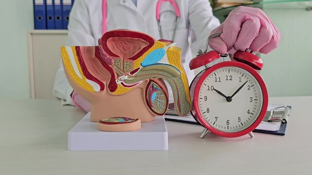 Urology, treatment of male diseases and prostatitis and alarm clock urgency of time. Consultation of a male urologist for a patient with prostatitis