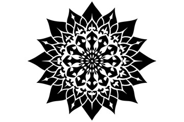 Ornamental luxury linocut mandala silhouette black vector art illustration