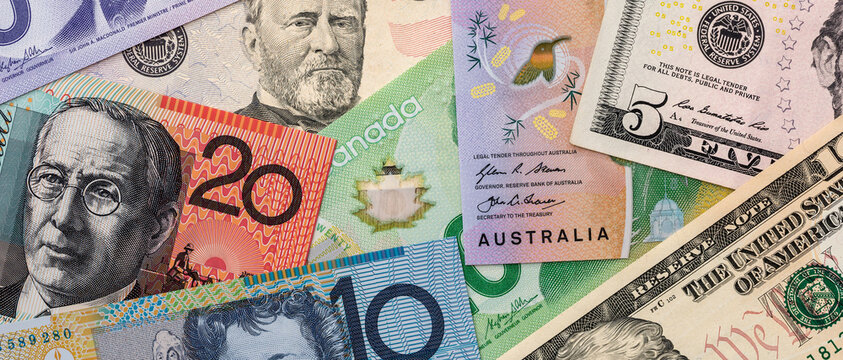 collection on dollar money - usa, canada and australia