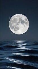 Majestic Moonlight Over Rippling Ocean