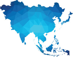 blue color polygonal asia map