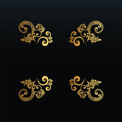 Gold corner border floral