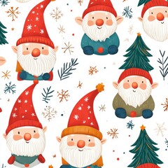 A group of gnomes are sitting under a Christmas tree