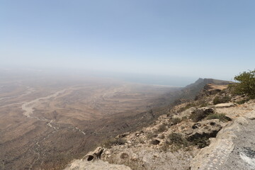 View of Jabal Samhan 2100 meters above sea level in dhofar oman , with blue sky