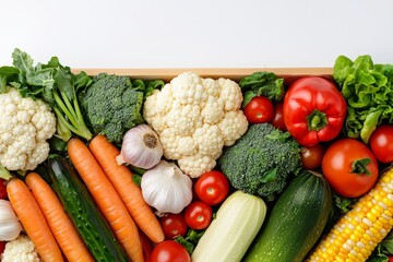 A Colorful Harvest A CloseUp of Fresh Vegetables Arranged in a Wooden Crate