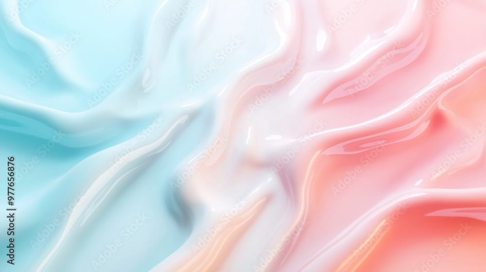 Poster a soft, pastel-colored abstract 3d background, with liquid-like shapes melting into each other, crea