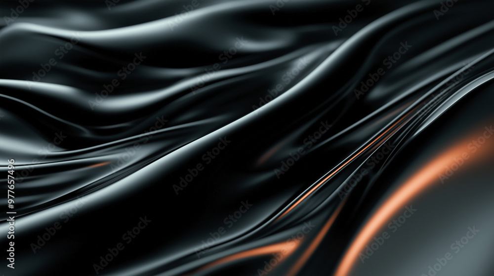 Poster fluid, organic shapes with a liquid-metal texture flow and merge, creating a dynamic 3d wallpaper wi