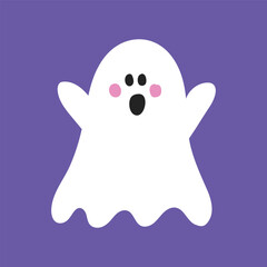 Funny Halloween ghost. Hand drawn characters Vector illustration