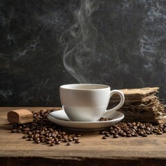 cup of coffee with beans