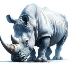 Fototapeta premium 코뿔소, 수채화 (Rhinoceros, water colour)