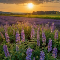 Naklejka premium lavender field in region