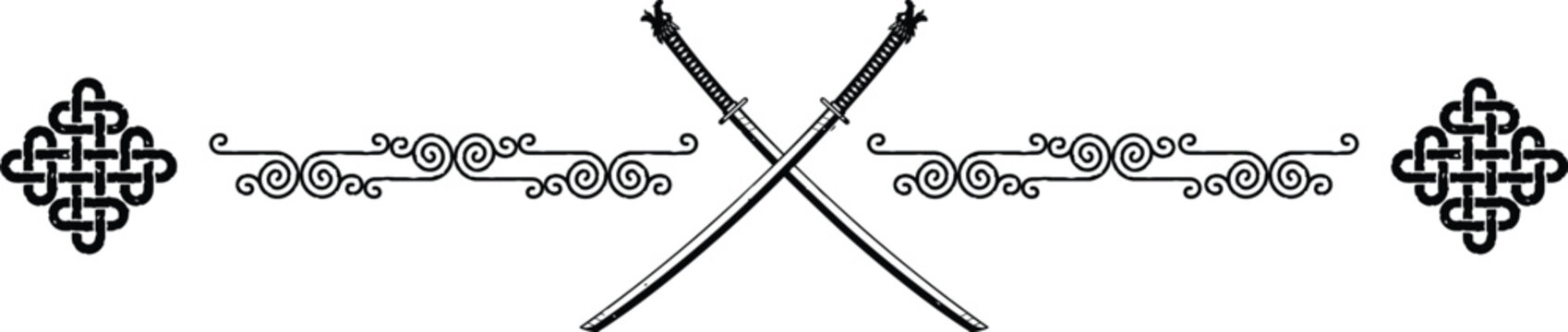 recommend clip art: Knot Header - Crossed Samurai Katana Swords