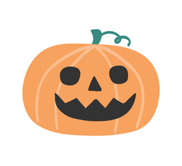 Cute spooky pumpkin lantern. Clipart. Halloween design. Vector illustration