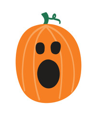 Cute spooky pumpkin lantern. Clipart. Halloween design. Vector illustration