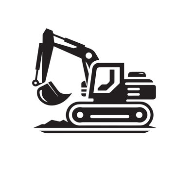 recommend clip art: Excavator vector silhouette. Construction excavator vector design. Excavator logo, icon isolated on white background.