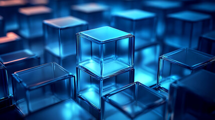 turquoise blue light patterns building up into a grid-like structure