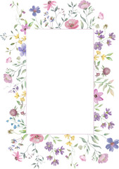 Watercolor floral frame. Hand drawn illustration isolated on white background. Vector EPS.
